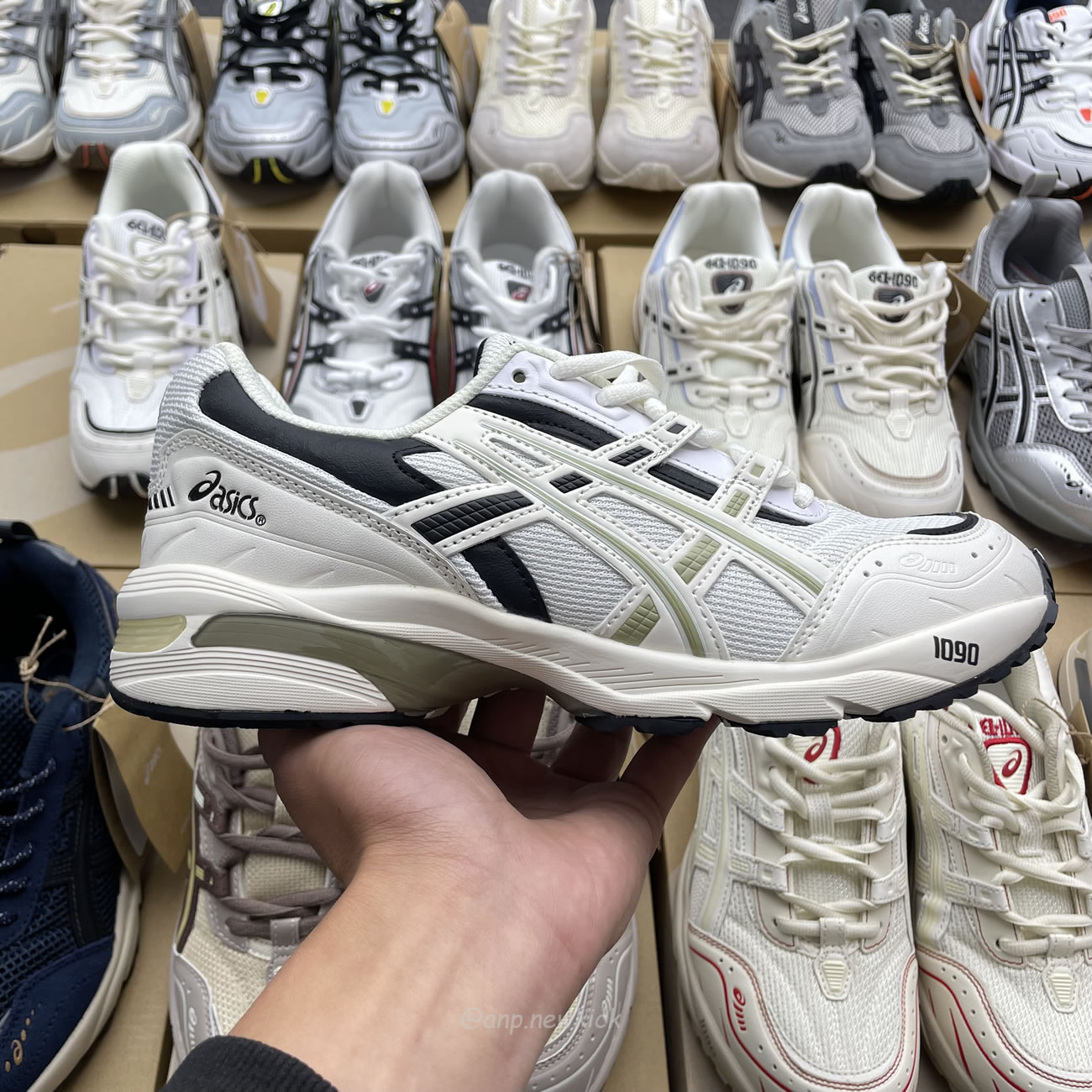 Asics Gel 1090 Grey Beige Birch French Blue White Sage Silver Cream Brown Silver Cream Gray Blue (32) - newkick.vip